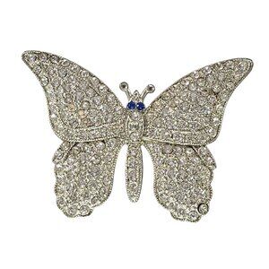 Vintage Apex Art Butterfly Rhinestone Brooch Pin Silver Tone Pin